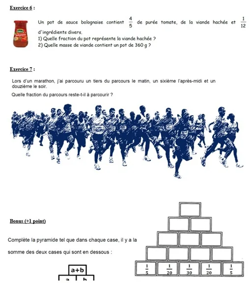 Une fiche d'exercices partagée sur le site